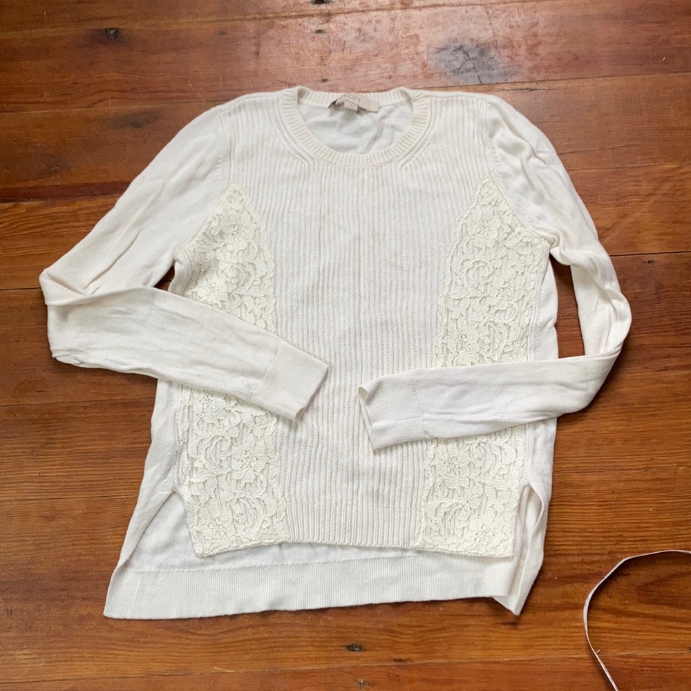 White sweater from Loft